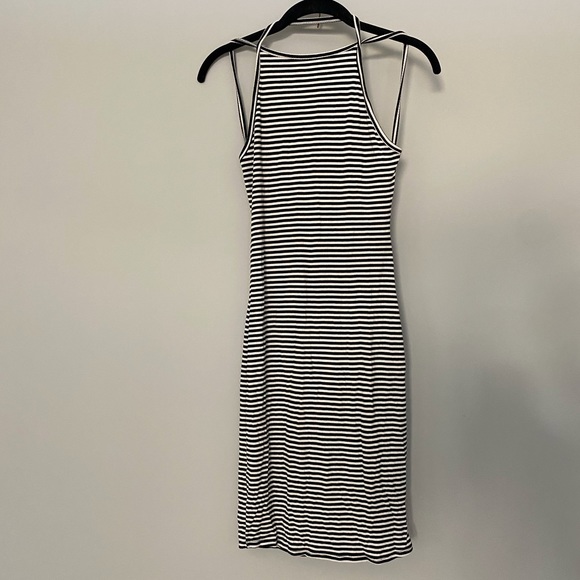 Rolls Coster B + W Striped Bodycon Midi Dress - Picture 1 of 7